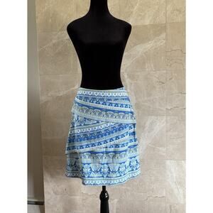 J. McLaughlin Nicola Tiered Skirt - L Blue Amara Catalina Cloth Resortwear Prep